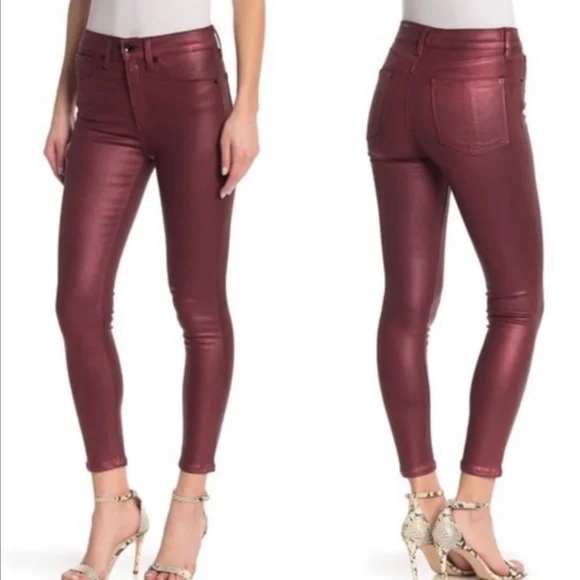 Rag & Bone Red Metallic High Rise Ankle Skinny Jean Size 29 EUC - Picture 3 of 13